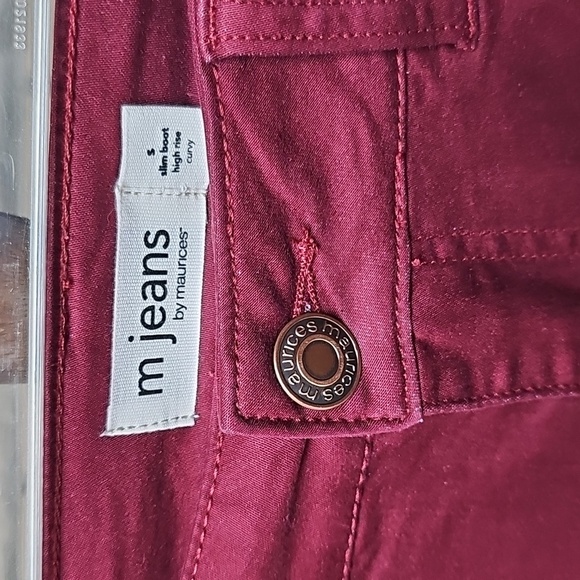 NWT Maurices SLIM Boot Curvy Jeans SZ S (4-6) MAROON Stretchy - Picture 3 of 14